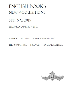 English Books: New Acquisitions Spring 2015