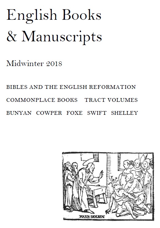 English Books & Manuscripts: Midwinter 2018